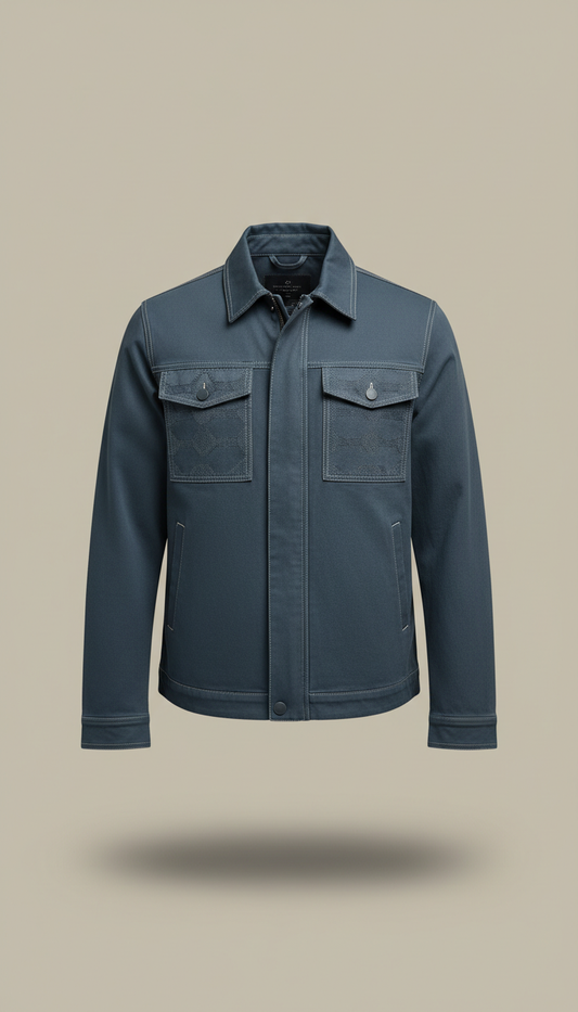 Slate blue-grey utility jacket