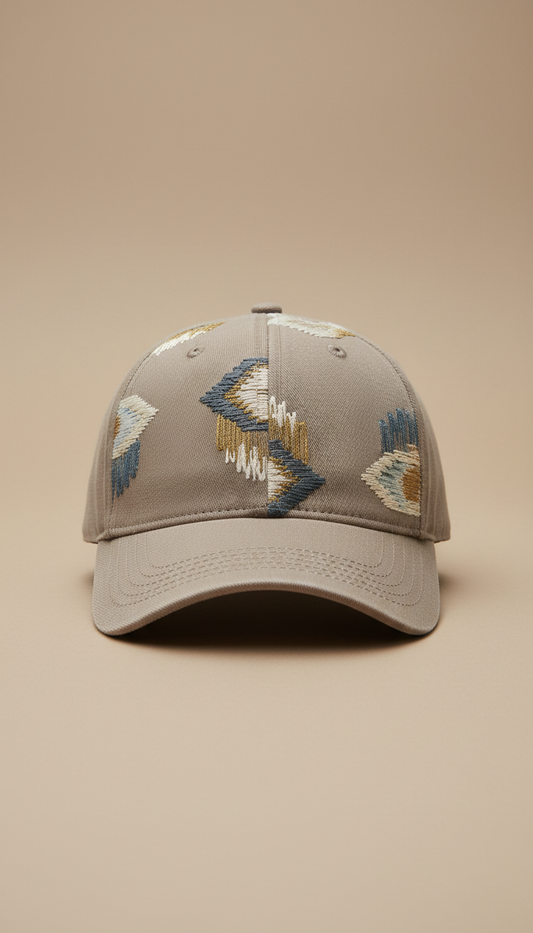 Stone taupe embroidered cap