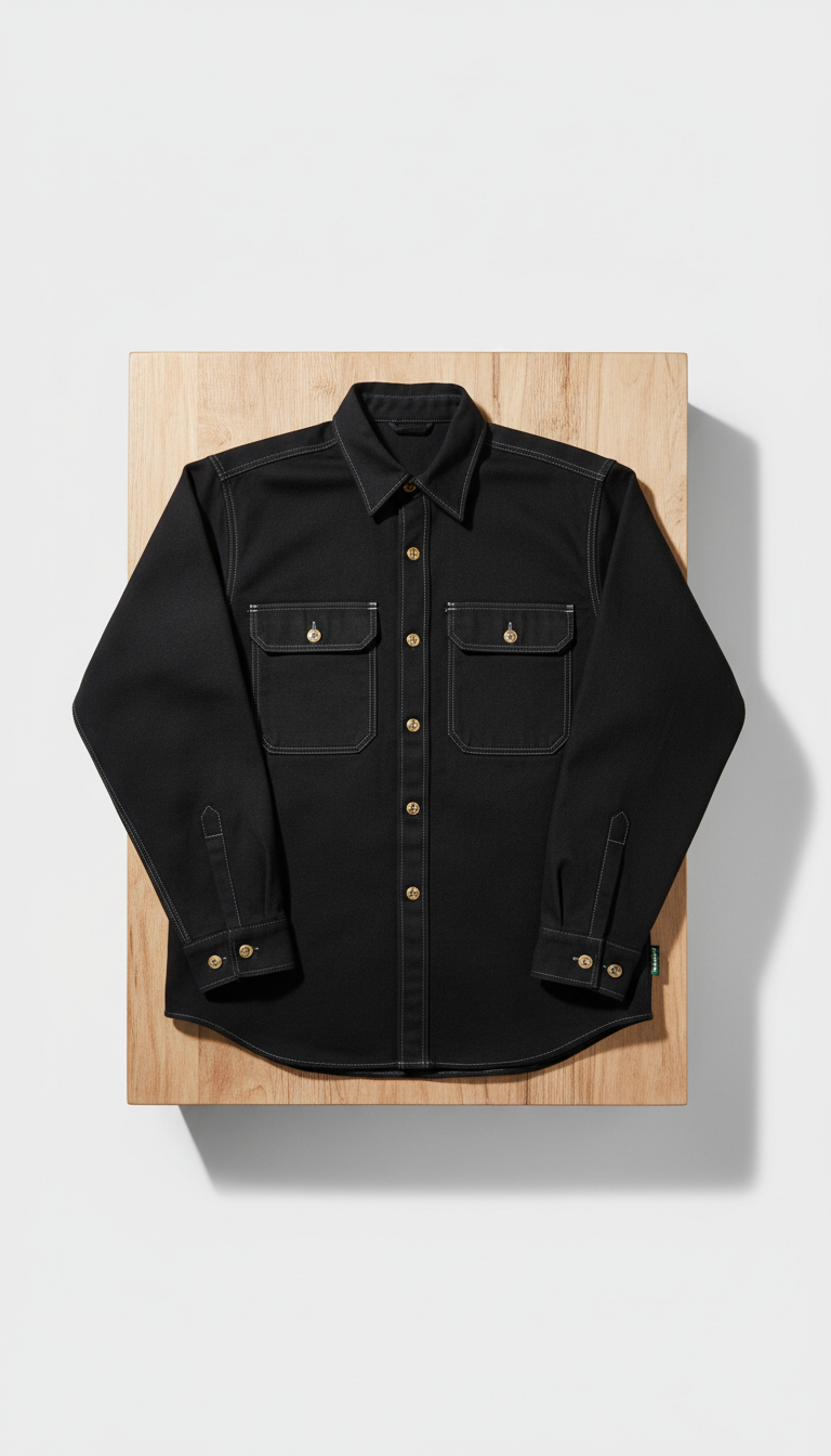 Jet Black Heavyweight Work Shirt