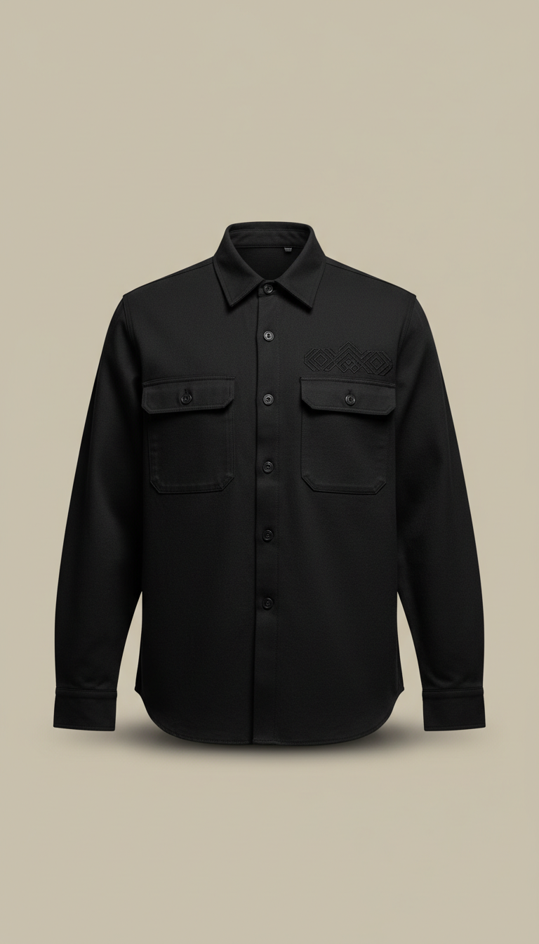 Charcoal black heavyweight cotton work shirt