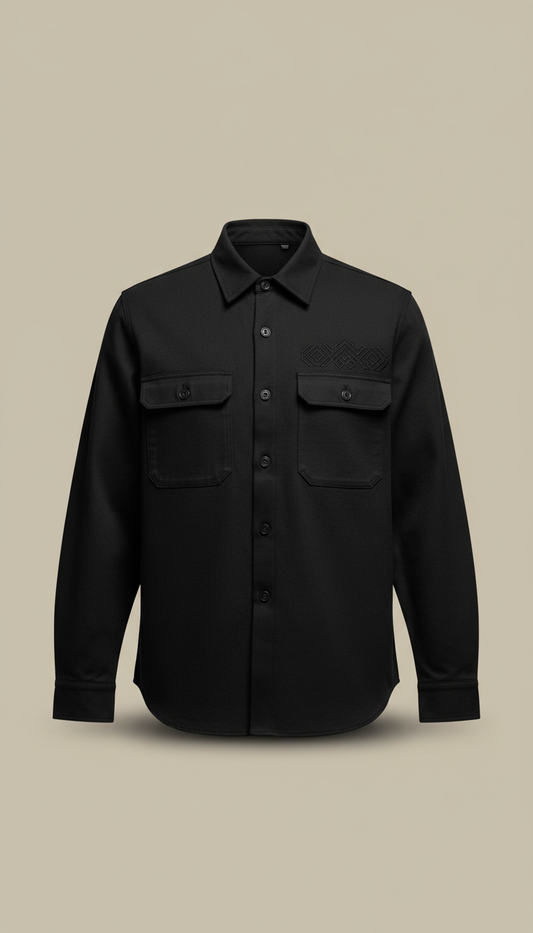 Charcoal black heavyweight cotton work shirt